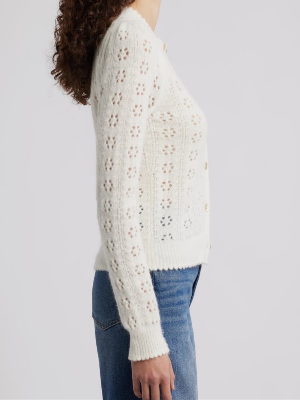 PRICE IS FIRM - DOEN Emery Pointelle Cardigan XL In Swan - Picture 8 of 12